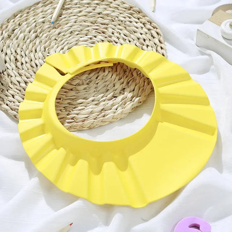 Touca de banho de bebê ajustável para lavagem de cabelo