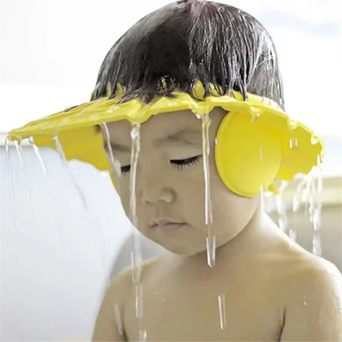 Touca de banho de bebê ajustável para lavagem de cabelo
