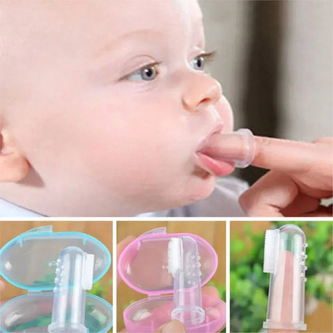 Conjunto de escova de dentes de dedo para bebês