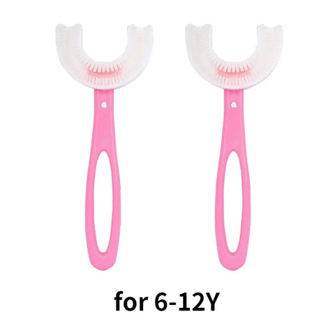 Escova de dentes para bebês, crianças, em formato de U