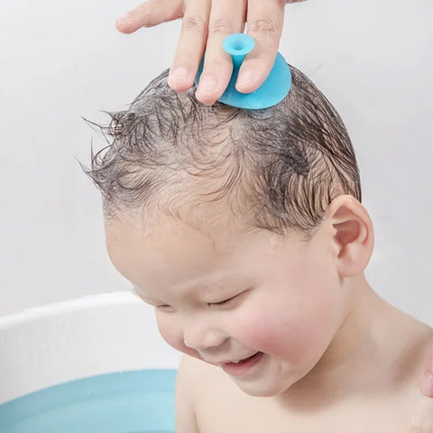 Escova de xampu de silicone para banho de bebês e crianças