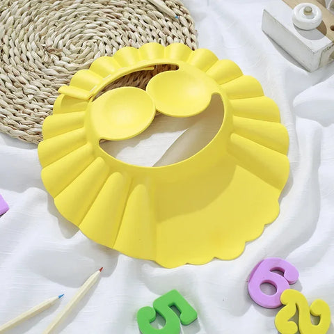 Touca de banho de bebê ajustável para lavagem de cabelo